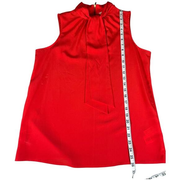 Michael Kors Women's Burnt Orange & Gold Sleeveless High Neck Bow Tie Size Large - Picture 6 of 11